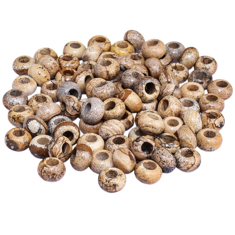 SUNYIK Picture Jasper Large Hole 6mm Rondelle Loose Charms European Bead fits BraceletJewelry Makings Pack of 20