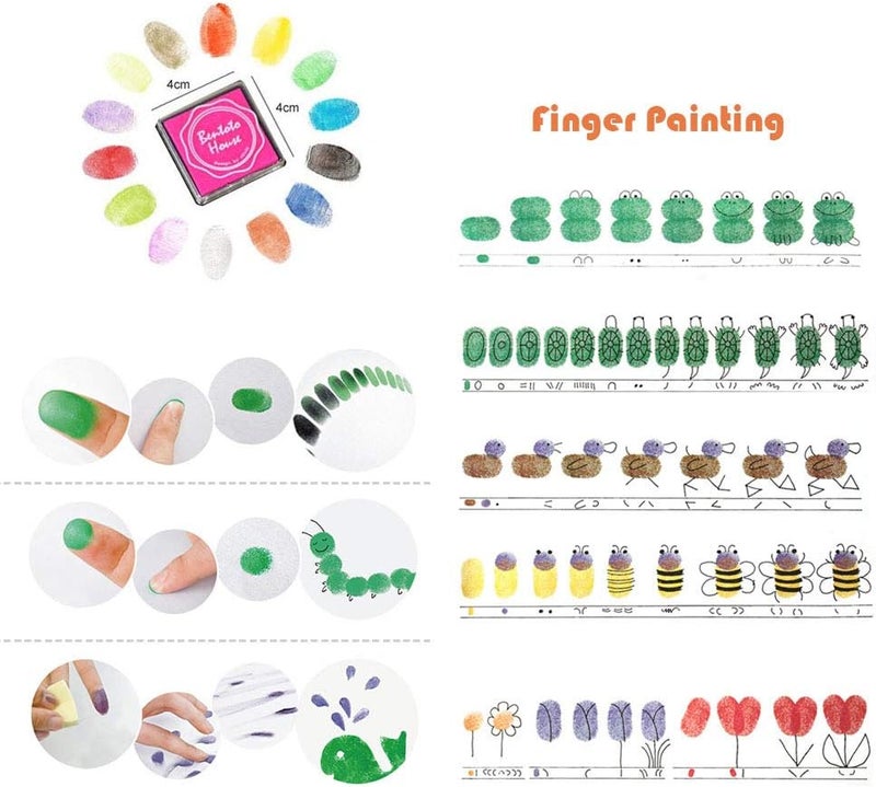 Dizdkizd Finger Craft Ink Pads, 20 Colors Craft Ink Pads for Rubber Stamps, Paper, Scrapbooking, Wood, Fabric, Best Gift for Kids - Image 4