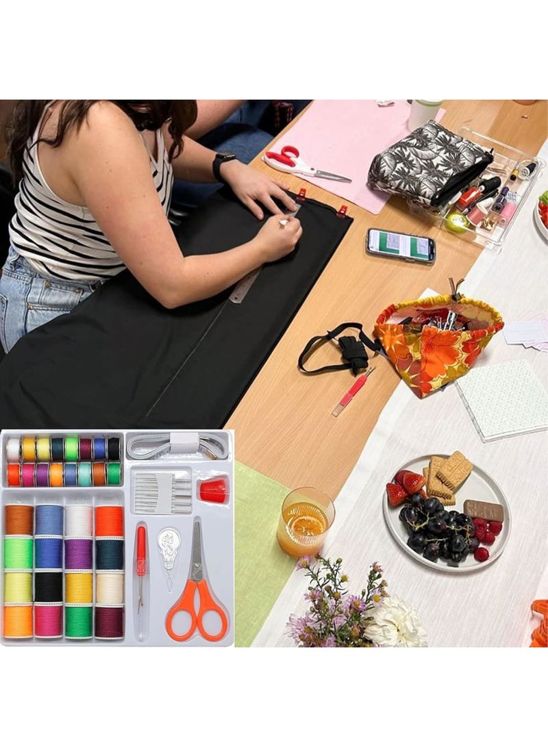 سيوسي Sewing Thread Set, 32 Colors Polyester Threads for Hand & Machine Sewing, Complete Sewing Kit with Scissor, Thimble, Seam Ripper, Tape Measure, Needles, Craft Supplies for Quilting, Clothing Repair - Image 5