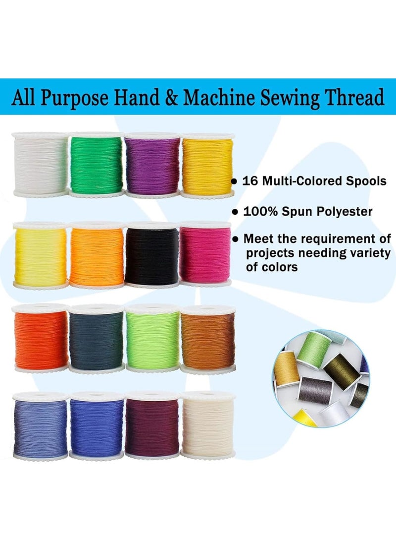 سيوسي Sewing Thread Set, 32 Colors Polyester Threads for Hand & Machine Sewing, Complete Sewing Kit with Scissor, Thimble, Seam Ripper, Tape Measure, Needles, Craft Supplies for Quilting, Clothing Repair - Image 4