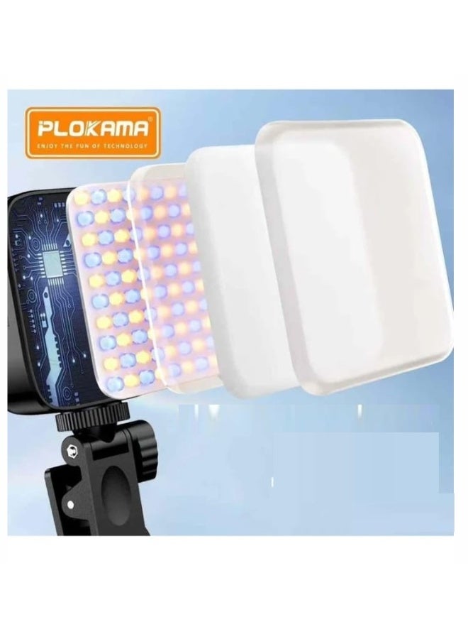 التخطيط رينج لايت سيلفى للموبايل مصباح إضاءة كاميرا ليد قابلة لإعادة الشحن لتصوير الفيديو، مصباح لاب توب لمؤتمرات الفيديو (ضوء أبيض 3 مستويات - Image 3