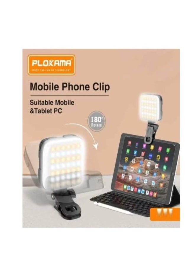 التخطيط رينج لايت سيلفى للموبايل مصباح إضاءة كاميرا ليد قابلة لإعادة الشحن لتصوير الفيديو، مصباح لاب توب لمؤتمرات الفيديو (ضوء أبيض 3 مستويات - Image 5