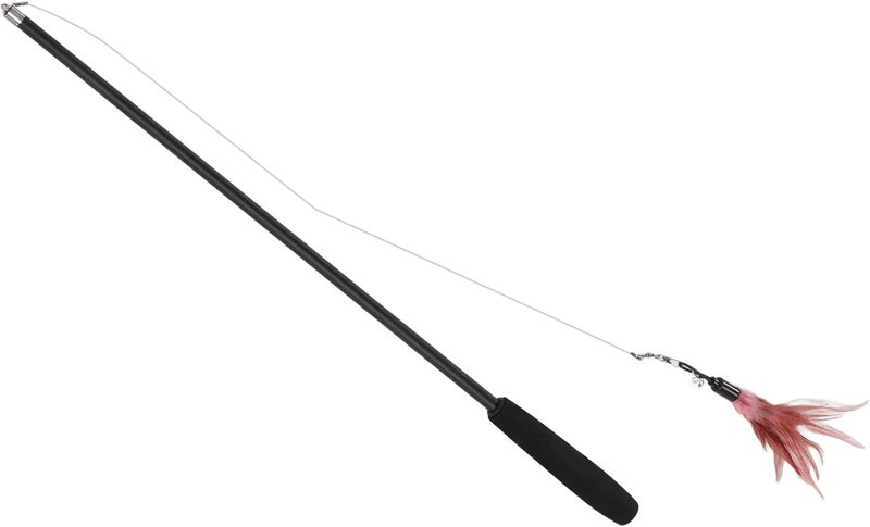 Cat Teaser Wand Interactive Retractable 180cm with Bell, Bite Feather Toy for Kittens and Cats - Durable Fiberglass Rod, Lightweight and Portable Play - Image 4