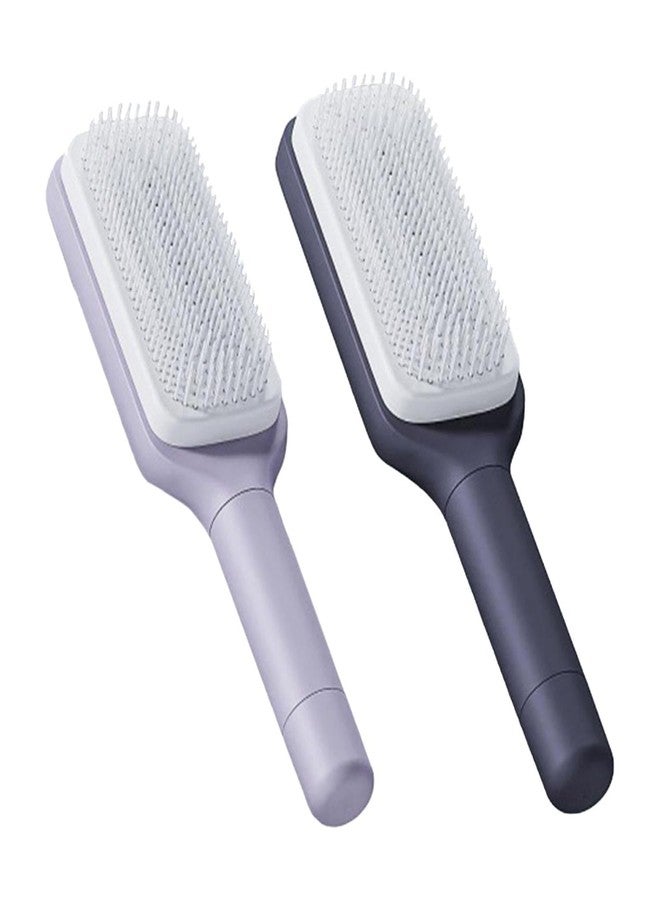 LAVENTHA مشط تدليك مضاد للكهرباء الساكنة ذاتي التنظيف من لافينثا، فرشاة شعر، مشط رفع دوار قابل للسحب، أداة تصفيف شعر نسائية (مشط تدليك مربع) - Image 2
