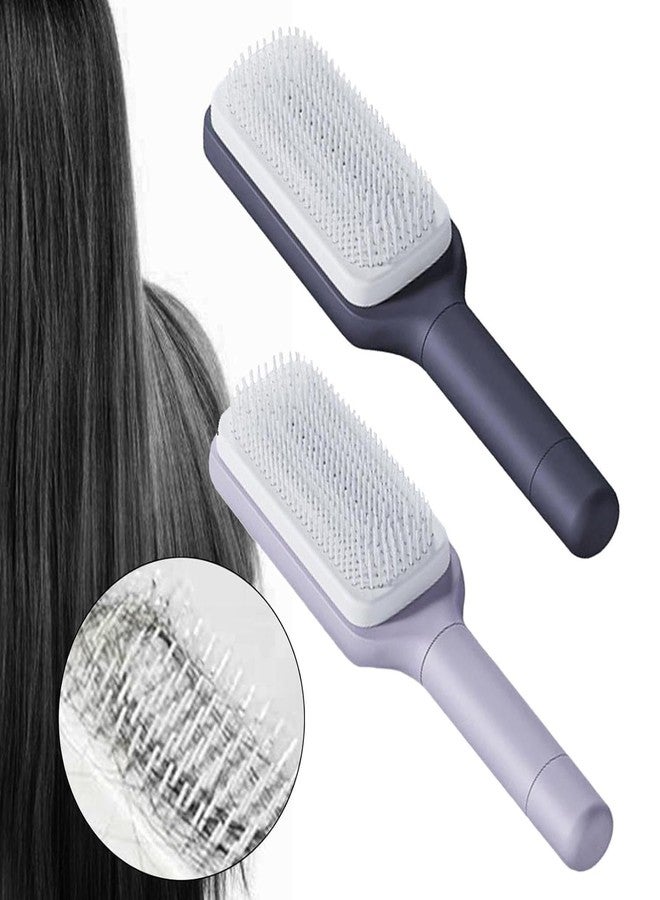LAVENTHA مشط تدليك مضاد للكهرباء الساكنة ذاتي التنظيف من لافينثا، فرشاة شعر، مشط رفع دوار قابل للسحب، أداة تصفيف شعر نسائية (مشط تدليك مربع) - Image 5