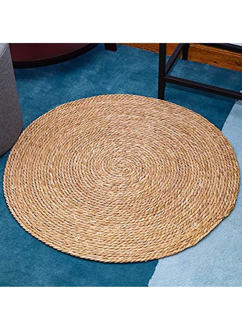 LINGWEI Rug Carpet Natural Jute Round Handmade Reversible Carpet Area Rug Jute Rug Door Mat Hand Braided Area Rug Floor Carpet Handmade Jute Carpet Farmhouse Rugs - Image 2