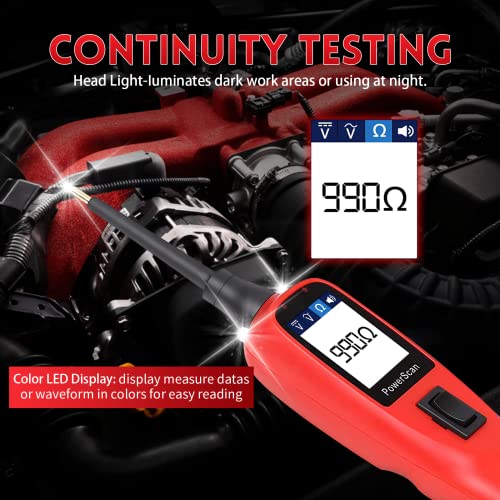 Autel PowerScan PS100 Circuit Tester, Universal 12V 24V Automotive Power Circuit Probe Kit with 20ft Extension Cable, AC/DC/Continuity/Probe/Signal Test, Activate Component Electrical System Tool - Image 4