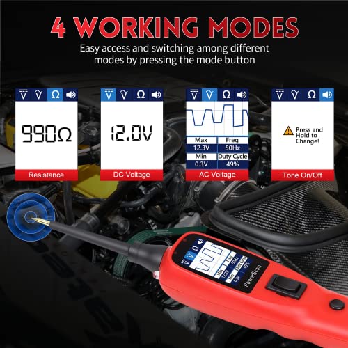 Autel PowerScan PS100 Circuit Tester, Universal 12V 24V Automotive Power Circuit Probe Kit with 20ft Extension Cable, AC/DC/Continuity/Probe/Signal Test, Activate Component Electrical System Tool - Image 2