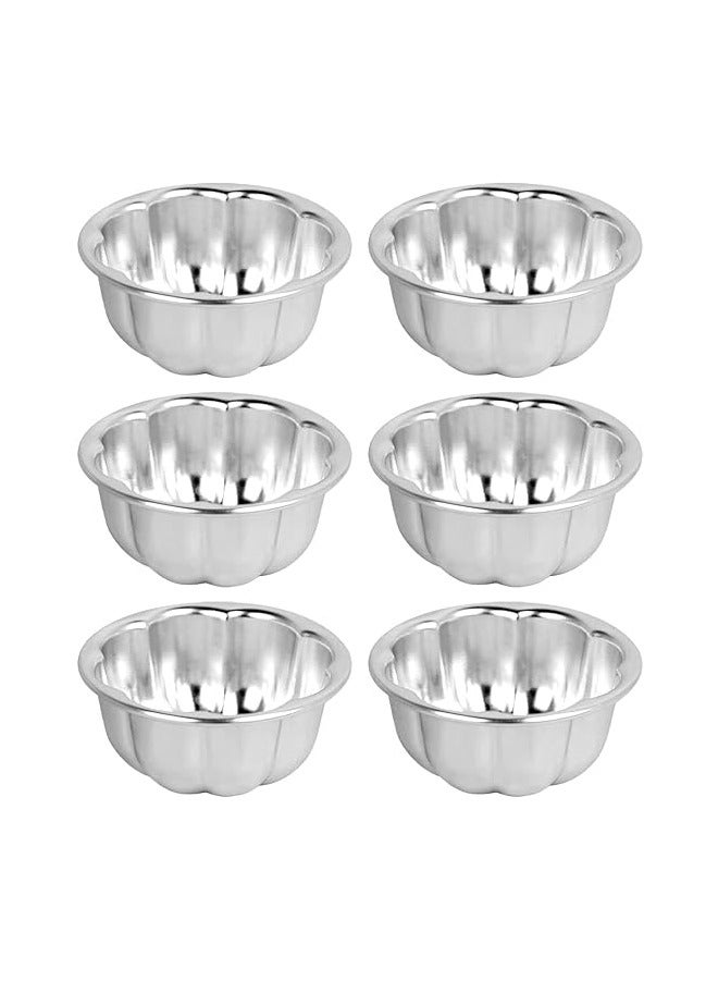 ماستر جولد قوالب ألومنيوم لتقديم الحلوى والكريم كراميل قابلة لاعادة الاستخدام آمن للاستخدام في الفرن مقاس 9سم | قالب للبودينج والكريم بروليه وأكواب الكاسترد و الحلويات | قوالب جيلي كب كيك ومافن (6)، فضي - Image 1