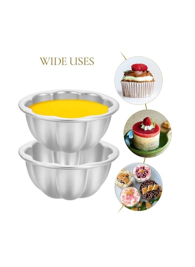 ماستر جولد قوالب ألومنيوم لتقديم الحلوى والكريم كراميل قابلة لاعادة الاستخدام آمن للاستخدام في الفرن مقاس 9سم | قالب للبودينج والكريم بروليه وأكواب الكاسترد و الحلويات | قوالب جيلي كب كيك ومافن (6)، فضي - Image 2
