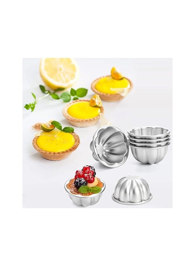 ماستر جولد قوالب ألومنيوم لتقديم الحلوى والكريم كراميل قابلة لاعادة الاستخدام آمن للاستخدام في الفرن مقاس 9سم | قالب للبودينج والكريم بروليه وأكواب الكاسترد و الحلويات | قوالب جيلي كب كيك ومافن (6)، فضي - Image 4