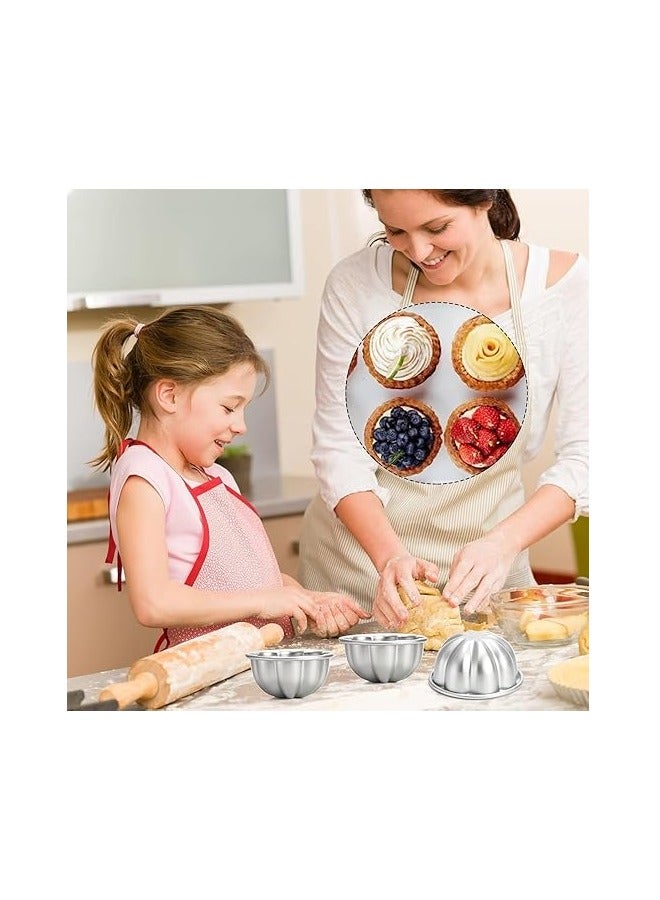 ماستر جولد قوالب ألومنيوم لتقديم الحلوى والكريم كراميل قابلة لاعادة الاستخدام آمن للاستخدام في الفرن مقاس 9سم | قالب للبودينج والكريم بروليه وأكواب الكاسترد و الحلويات | قوالب جيلي كب كيك ومافن (6)، فضي - Image 5