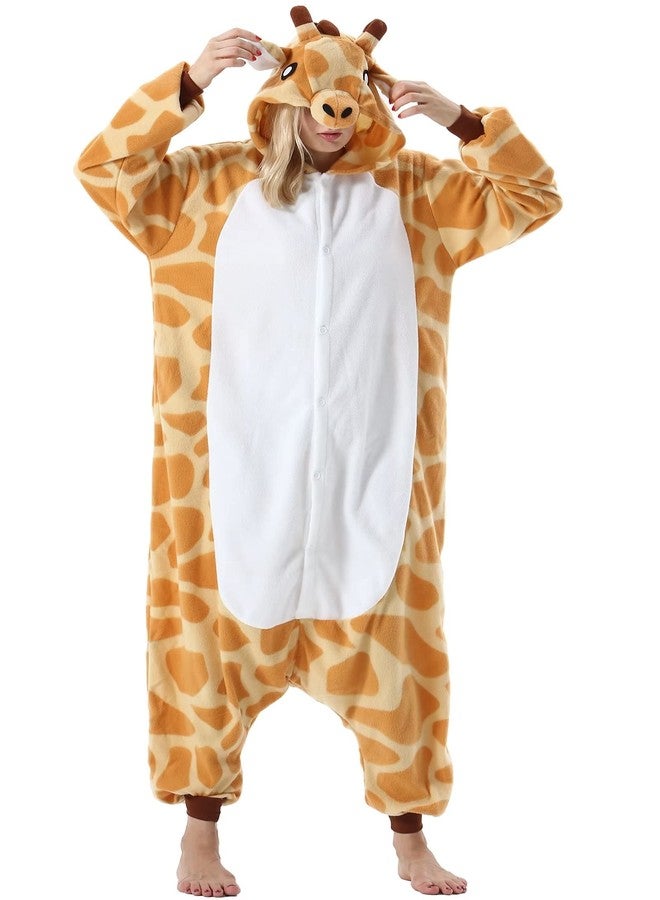 DarkCom Animal Onesie for Kids,Flannel Cosplay Giraffe Halloween Costume Parent-Child Sleepwear for Girls Boys 8-9 Years - Image 5