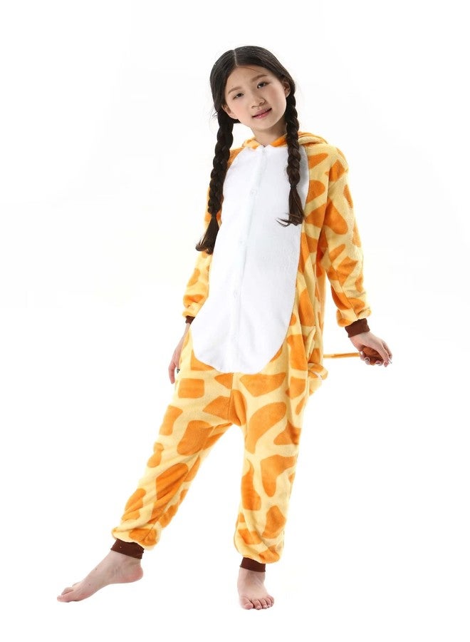 DarkCom Animal Onesie for Kids,Flannel Cosplay Giraffe Halloween Costume Parent-Child Sleepwear for Girls Boys 8-9 Years - Image 3