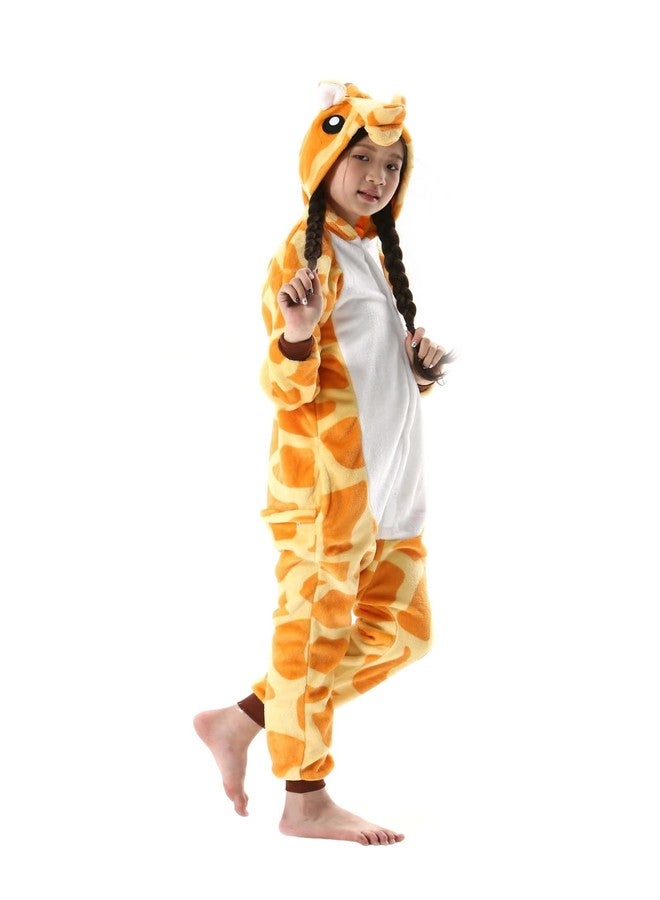 DarkCom Animal Onesie for Kids,Flannel Cosplay Giraffe Halloween Costume Parent-Child Sleepwear for Girls Boys 8-9 Years - Image 2