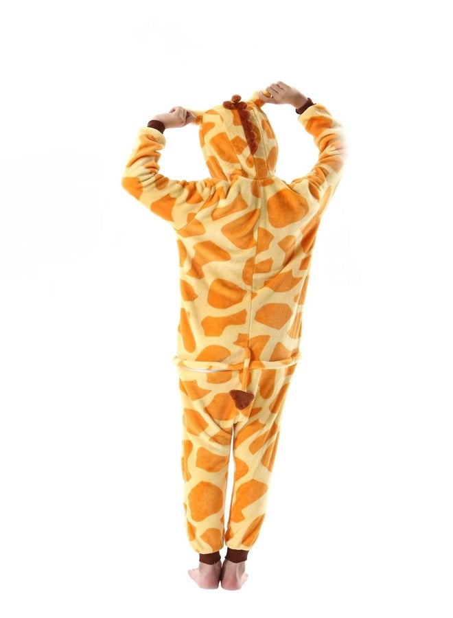 DarkCom Animal Onesie for Kids,Flannel Cosplay Giraffe Halloween Costume Parent-Child Sleepwear for Girls Boys 8-9 Years - Image 4