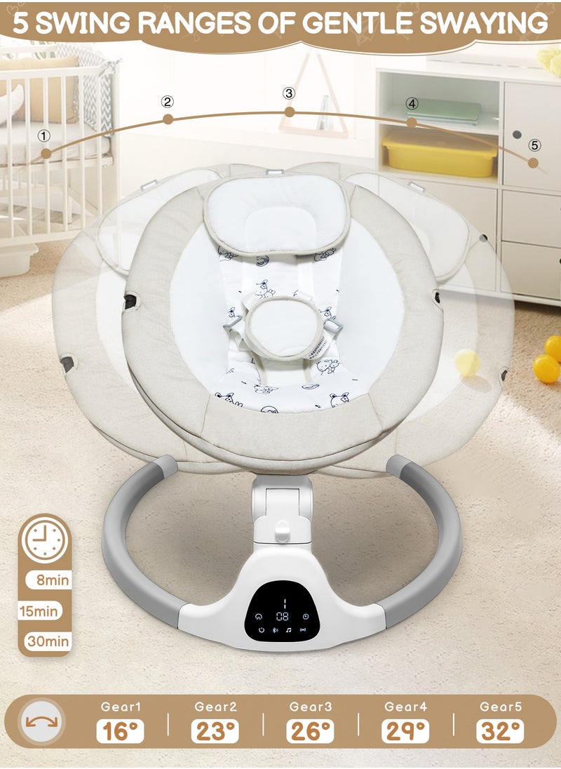 Flvzog Baby Swing , Multi-Functional Baby Bassinet With Integrated Mosquito Net - 5 Sway Speeds , 3 Timer Settings, Bluetooth & Remote Control Built in lullabies For Newborn to Toddlers  - Image 2