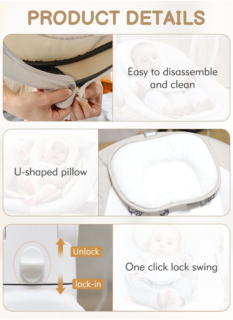 Flvzog - Baby Swing , Multi-Functional Baby Bassinet With Integrated Mosquito Net - 5 Sway Speeds , 3 Timer Settings, Bluetooth & Remote Control Built in lullabies For Newborn to Toddlers - Image 1