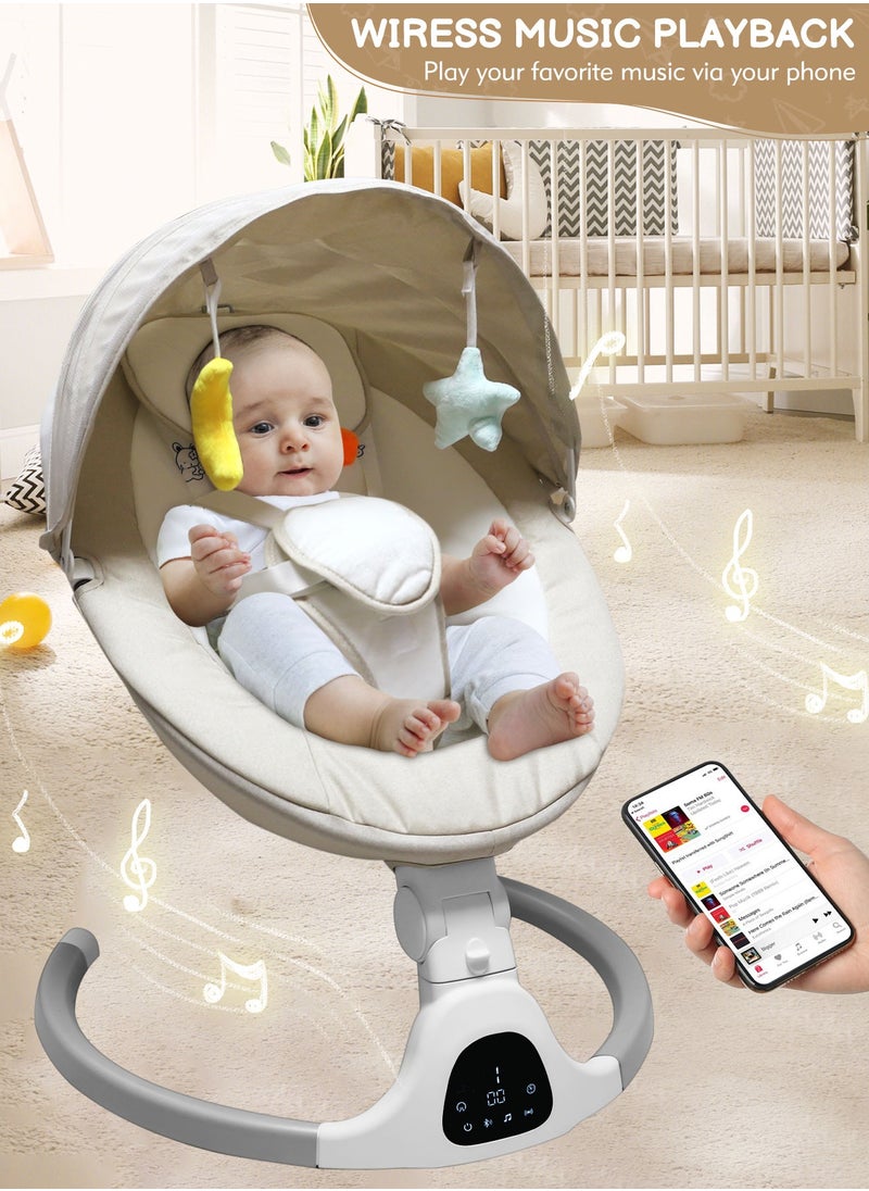 Flvzog Baby Swing , Multi-Functional Baby Bassinet With Integrated Mosquito Net - 5 Sway Speeds , 3 Timer Settings, Bluetooth & Remote Control Built in lullabies For Newborn to Toddlers  - Image 5