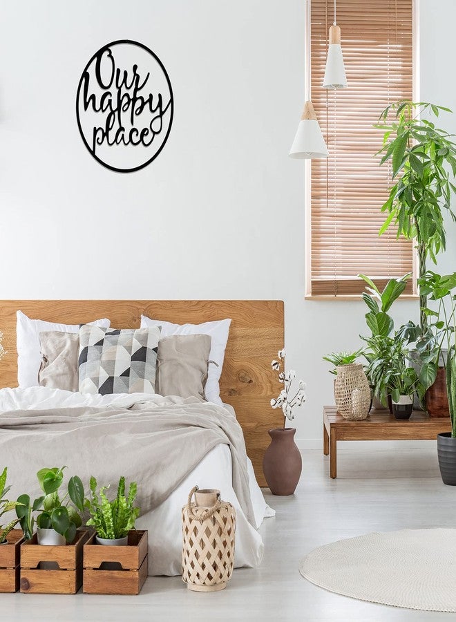 Hotop Our Happy Place Metal Wall Sign Metal Hanging Art Outdoor Plaque Wall Decor Lettering Home Sign for Home Living Room, Bedroom, Kitchen, Shop and More(Classic Style,Black) - Image 5