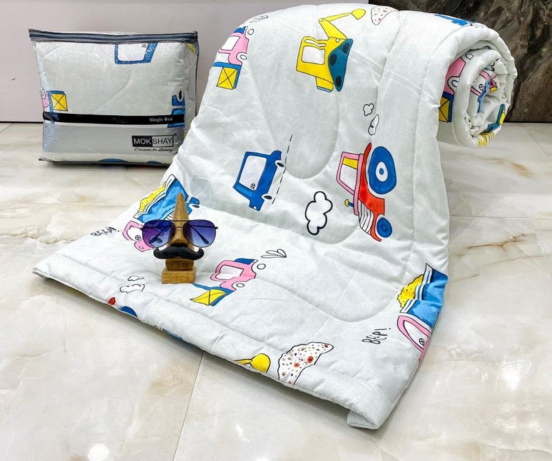 KitchDeco Kitch Deco™ Glace Cotton Reversible Babies Single Bed & Kids Comforter/Dohar/Quilt, 200 GSM (60x90 Inches) (Traffic 2) - Image 1