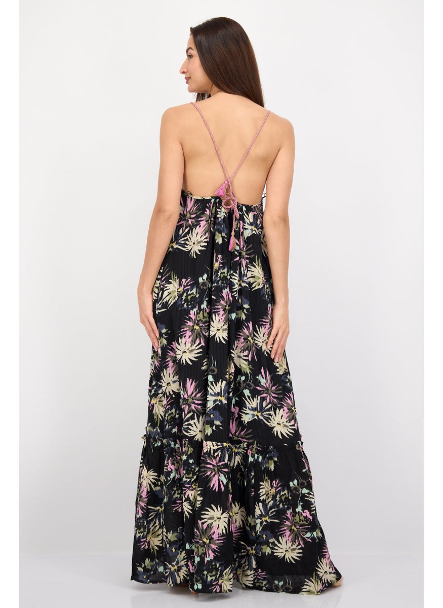 Scotch & Soda - Women Allover Print Regular Length Maxi Dress, Black Combo - Image 1