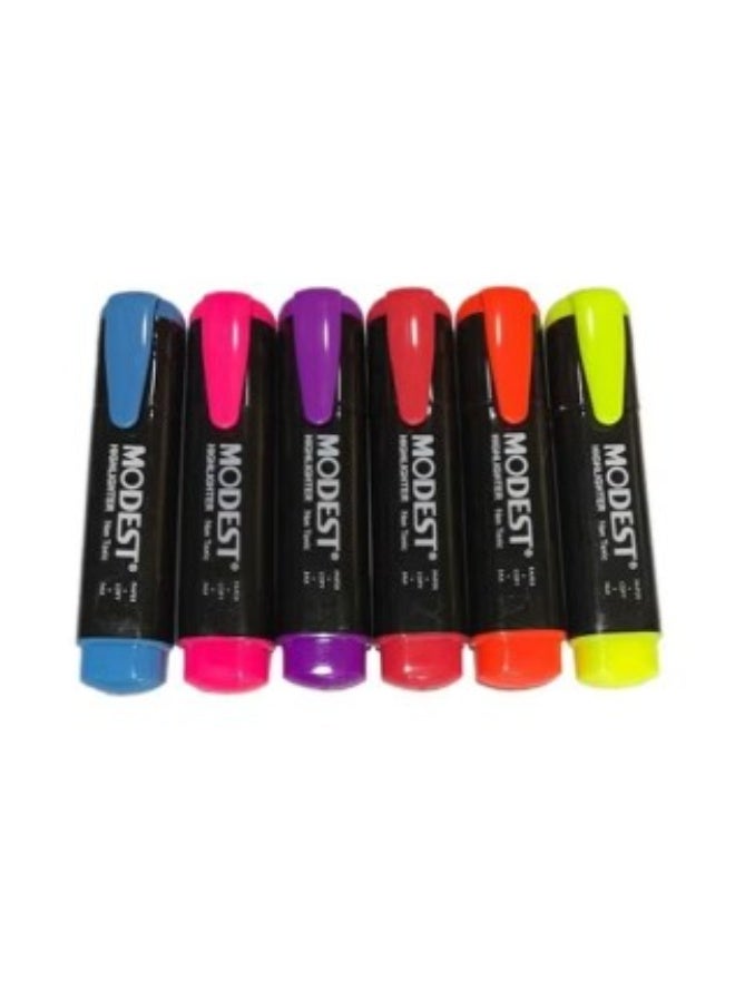 Modest 6-Piece Highlighter Set, Multicolor - Image 1