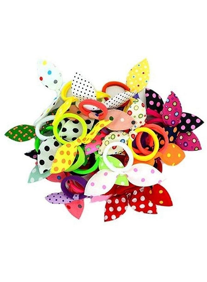 Aliza Girl's Rabbit Ear Hair Tie Rubber Bands Style Ponytail Holder (Multicolour) -24 Pieces - Image 5