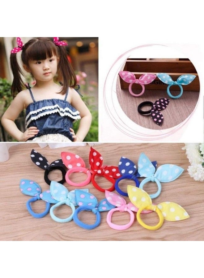 Aliza Girl's Rabbit Ear Hair Tie Rubber Bands Style Ponytail Holder (Multicolour) -24 Pieces - Image 4