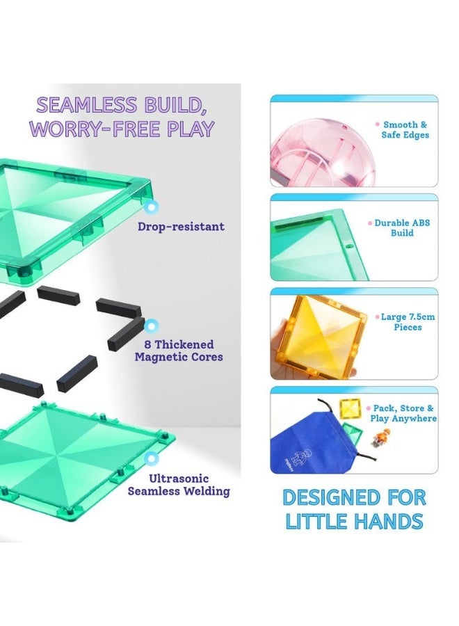 MiDeer Colorful Magnetic Tiles Building Toy Set – Family Time 32 Pieces, STEM Magnetic Construction Blocks with Storage Bag for Kids - Image 5