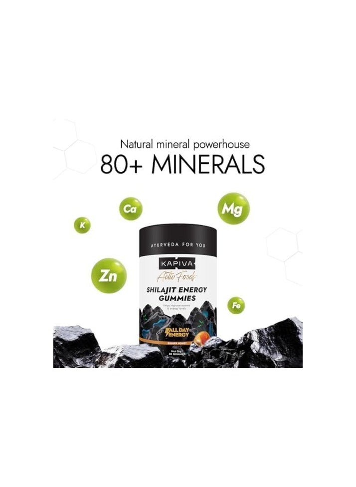 Kapiva Kapiva Himalayan Shilajit/Shilajeet Gummies (30 Count) | Ginger Honey Flavour | 225mg Shilajit/Gummy | NABL-Certified Shilajit Gummy | Boosts Energy Levels & Stamina | No Added Sugar | Gelatin Free  - Image 3