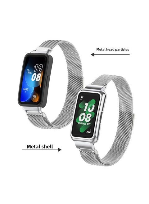 For HuaweiBracelet 10 Strap For HuaweiBand987 Glory Bracelet Universal Wristband Milanese Strap-Color:1# Milano Silver-Specifications:Applicable To For HuaweiBand 10/9/8 Generation (with Metal Head)