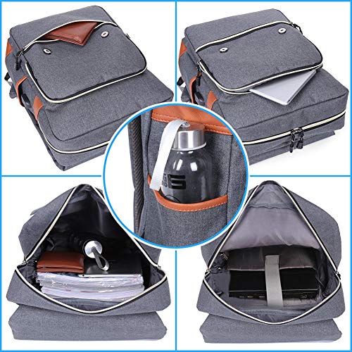 Modoker Vintage Laptop Backpack for Women Men,Travel Backpacks with USB Charging Port Fashion Backpack Fits 15.6Inch Notebook, Grey - Image 4