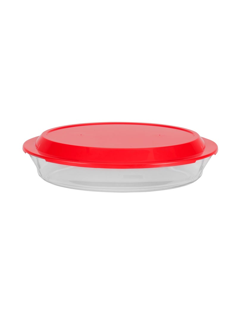 Royalford 3.5 L Glass Baking Dish with Lid-RF12196/ Oval Tray Perfect for Baking and Serving/ Casserole with Easy Grab Handles and Knob/ Oven, Dishwasher and Freezer Safe Clear 3.5Liters - Image 1