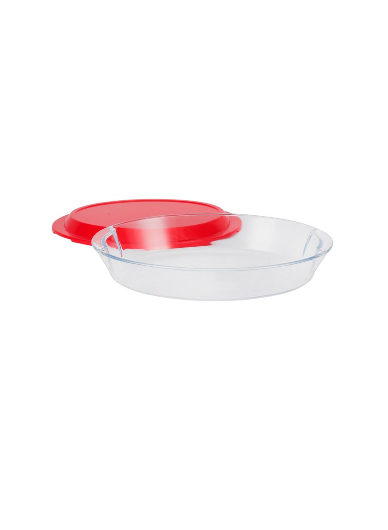 Royalford 3.5 L Glass Baking Dish with Lid-RF12196/ Oval Tray Perfect for Baking and Serving/ Casserole with Easy Grab Handles and Knob/ Oven, Dishwasher and Freezer Safe Clear 3.5Liters - Image 2