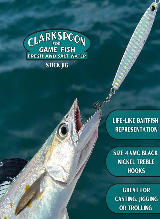 Clarkspoon Stick Jig 2 Pack Bonito Albies Bluefish Mullet and More (Silver Flash) - Image 5