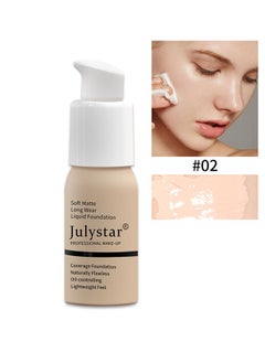 Julystar Liquid Foundation Concealer Long Lasting Moisturizing Oil Control BB Cream Soft Matte Professional Make-Up (Natural#02)  - Image 1