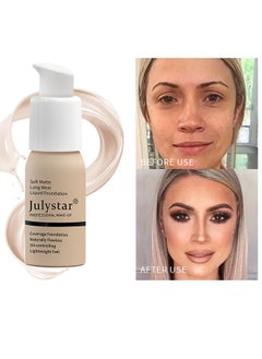 Julystar Liquid Foundation Concealer Long Lasting Moisturizing Oil Control BB Cream Soft Matte Professional Make-Up (Natural#02)  - Image 5