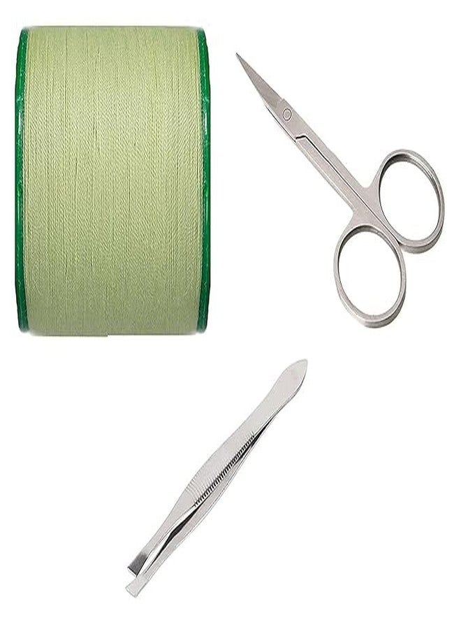Onward Women Eyebrow Threading Thread with Stainless Cuticle Scissors and Tweezers for Nail, Eyebrows, Eyelash, Nose Hair, Ear Hair (Pack of 3) - Image 1