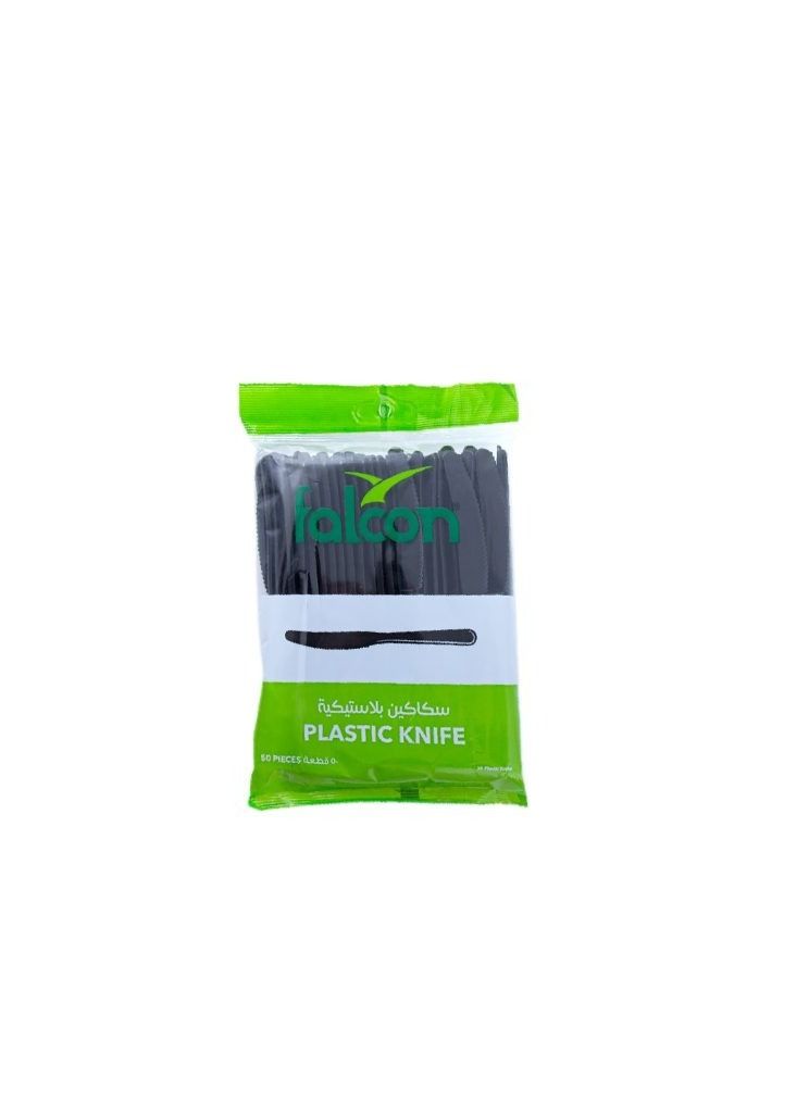 Falconpack Falcon Plastic Knife Black – PP (1 Pack x 50 Pieces) - Image 1