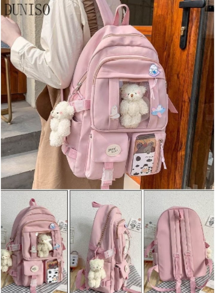 DUNISO Cute - Style Decoration Backpack | Plush Charms, Full of Cuteness - Image 2