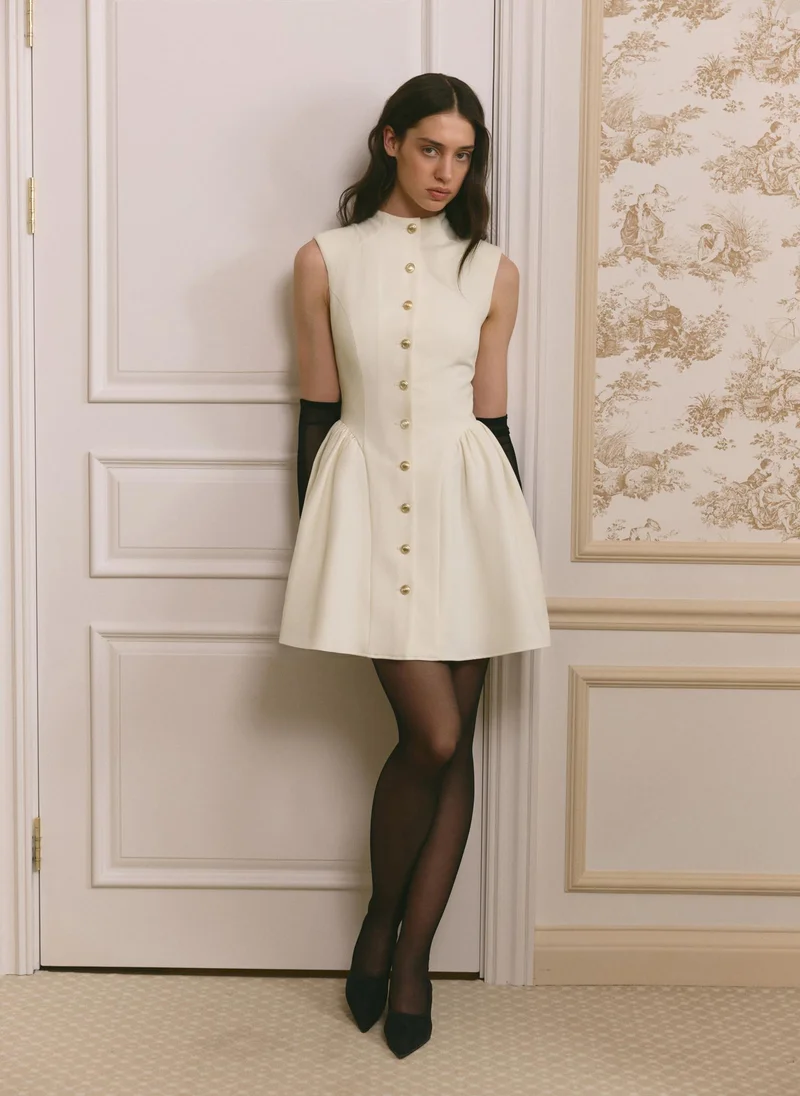 Lichi  Mini dress with a voluminous skirt in smooth fabric for Women | Best Price UAE
