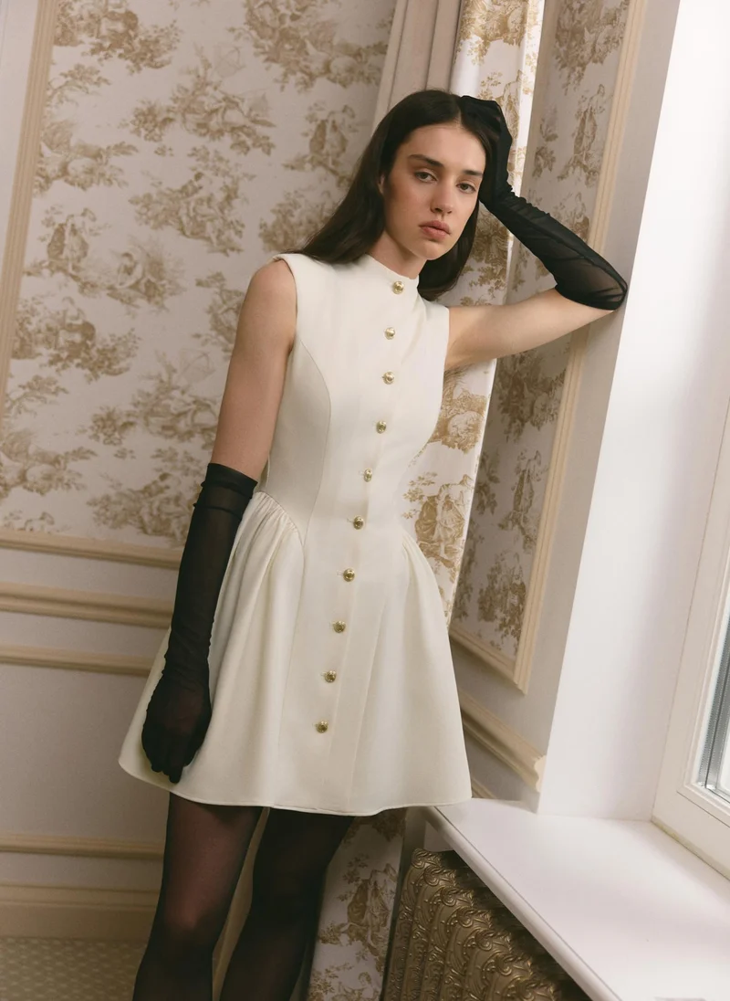 Lichi  Mini dress with a voluminous skirt in smooth fabric for Women | Best Price UAE