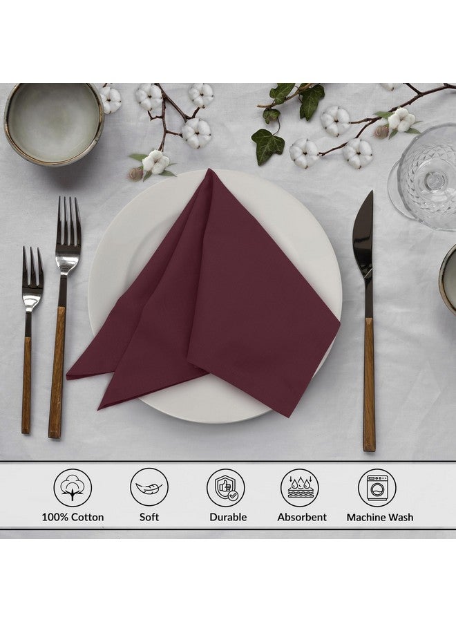 Ruvanti Cloth Napkins Set of 12, 18x18 Inches, Napkins Cloth Washable, Soft & 100% Cotton Napkins, Perfect for Wedding, Christmas Napkins, Thanksgiving Napkins, Dinner Napkins - Burgundy - Image 3