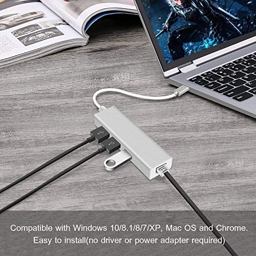 Swiztek Type C to RJ45 Ethernet LAN Adapter with 3 Port USB Hub for MacBook/Pro/iMac/ChromeBook/Pixel - Image 4