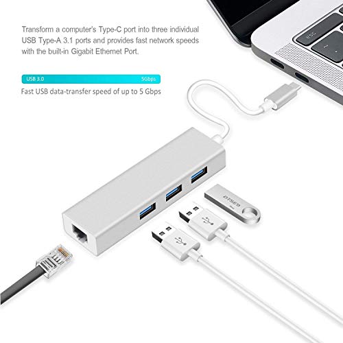 Swiztek Type C to RJ45 Ethernet LAN Adapter with 3 Port USB Hub for MacBook/Pro/iMac/ChromeBook/Pixel - Image 3