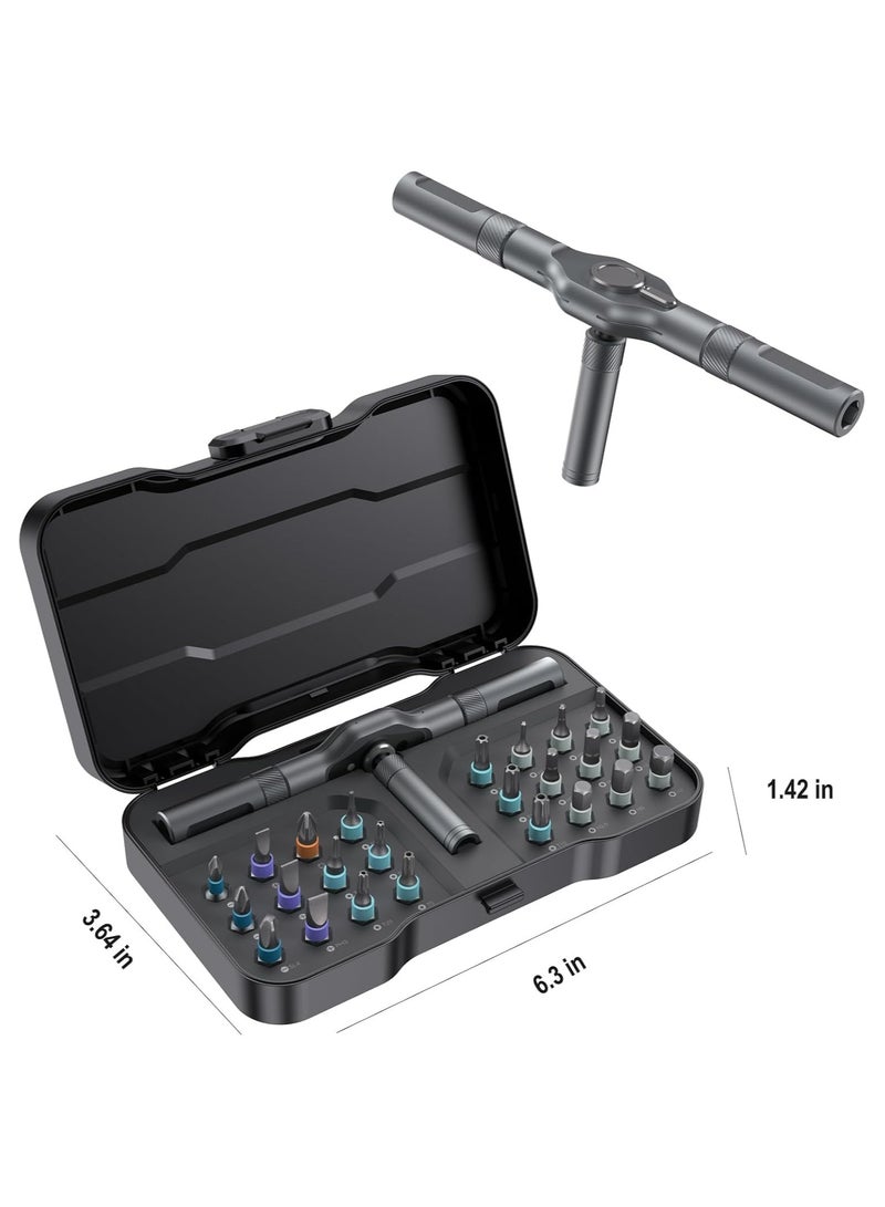 Soofam 24-in-1 Ratchet Screwdriver Set with Magnetic S2 Precision Bits, Detachable Handle, Ideal for Watch, Electronics, PC, Laptop, and DIY Repairs - Image 4