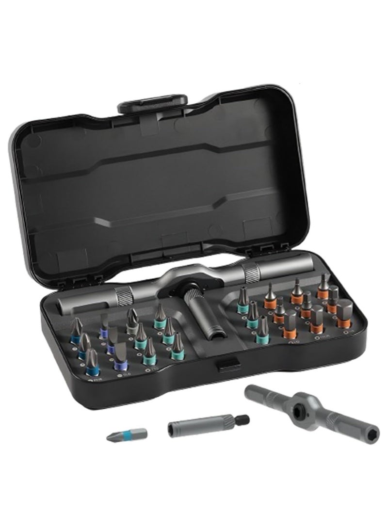 Soofam 24-in-1 Ratchet Screwdriver Set with Magnetic S2 Precision Bits, Detachable Handle, Ideal for Watch, Electronics, PC, Laptop, and DIY Repairs - Image 1