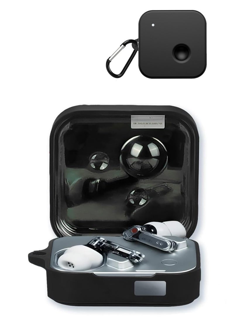 SJet Silicone Cover Case for Nothing Ear (3), Protective Case Cover with Carabiner (Black) - Image 1