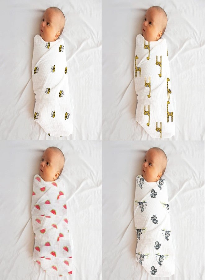 Rajlinen Muslin Swaddle Blankets - Soft Silky 100% Muslin Cotton Swaddle Blanket for Baby, Large 47 x 47 inches - Set of 4 - Seafaring - Image 2